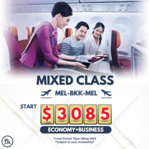 mixed class mel-bkk-mel start $3085